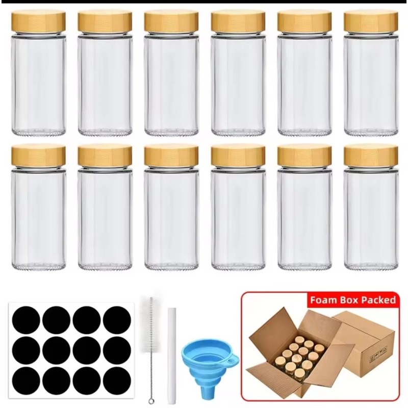 12 PCS Premium Thick Glass Storage Jars with Bamboo Lid 6 of 8