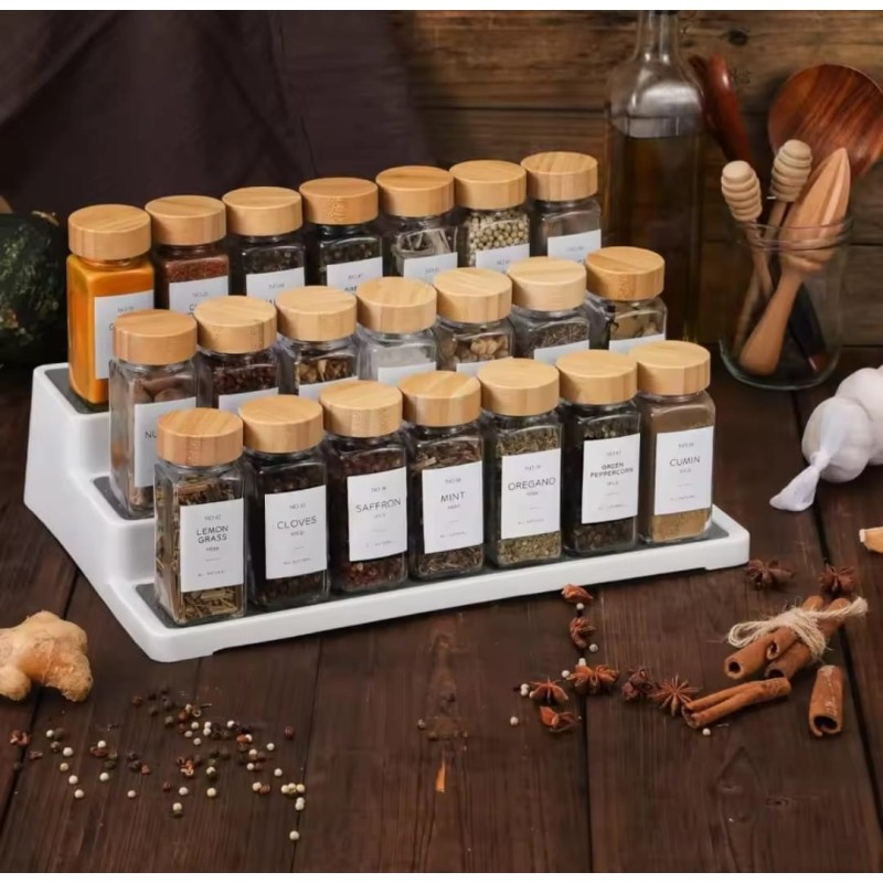 12 PCS Premium Thick Glass Storage Jars with Bamboo Lid