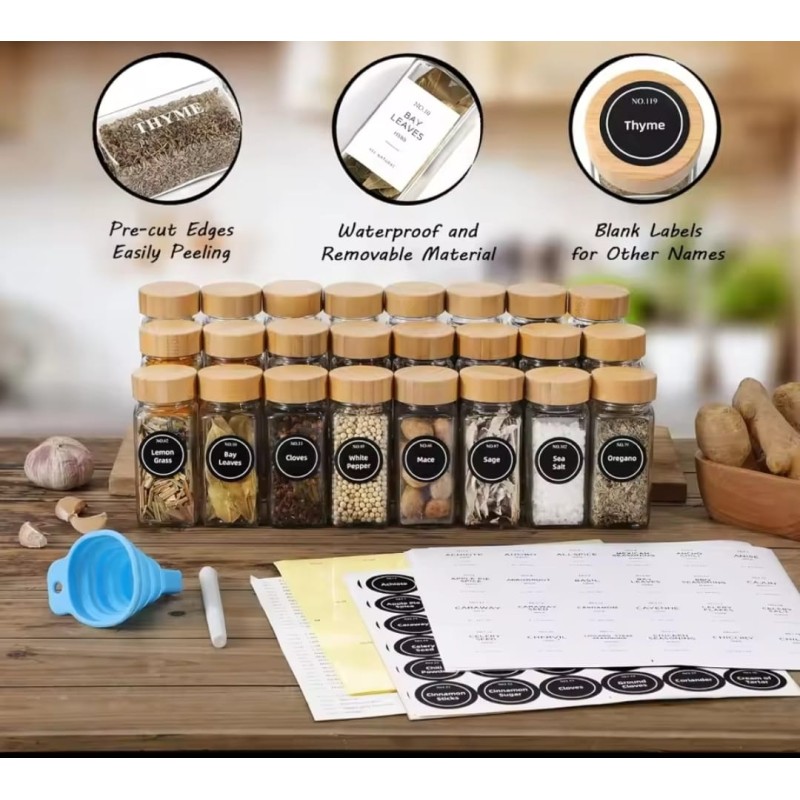 12 PCS Premium Thick Glass Storage Jars with Bamboo Lid 4 of 8