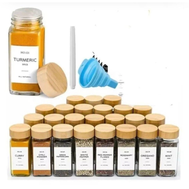 12 PCS Premium Thick Glass Storage Jars with Bamboo Lid 3 of 8