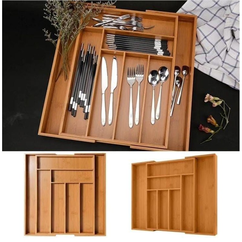 Multifunctional Bamboo Drawer Organizer 2 of 7