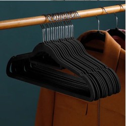 10 Pcs Velvet Non-Slip Hangers with Tie Bar 10 Pcs Velvet Non-Slip Hangers with Tie Bar