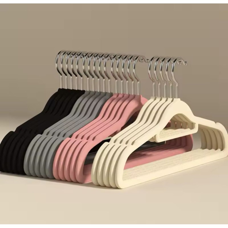 10 Pcs Velvet Non-Slip Hangers with Tie Bar 8 of 8