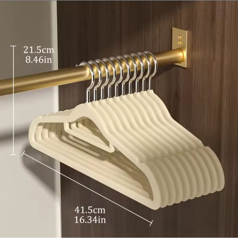 10 Pcs Velvet Non-Slip Hangers with Tie Bar 6 of 8