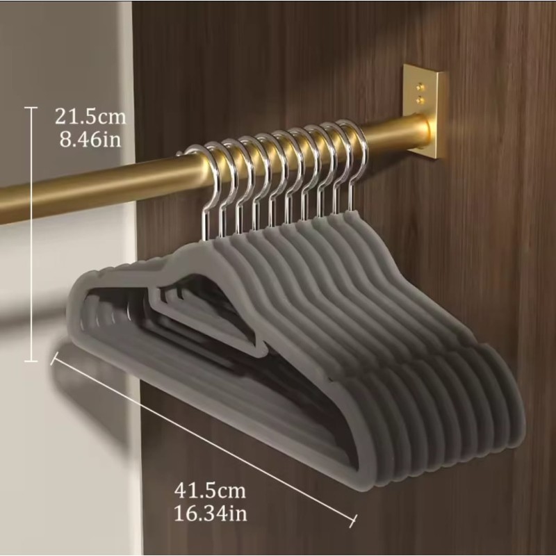 10 Pcs Velvet Non-Slip Hangers with Tie Bar 7 of 8