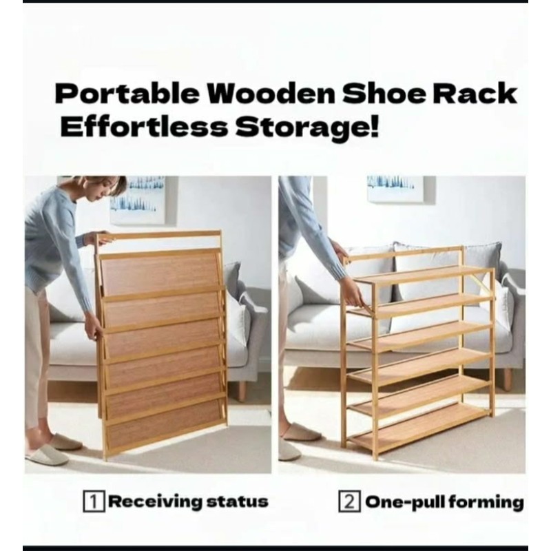 6-Tier Foldable Bamboo Shoe Rack 7 of 7