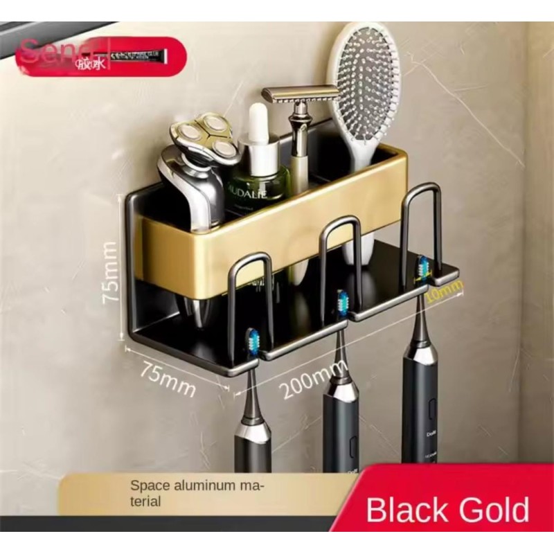 Metallic Wall-Mounted Toothbrush/Paste Holder 3 of 4