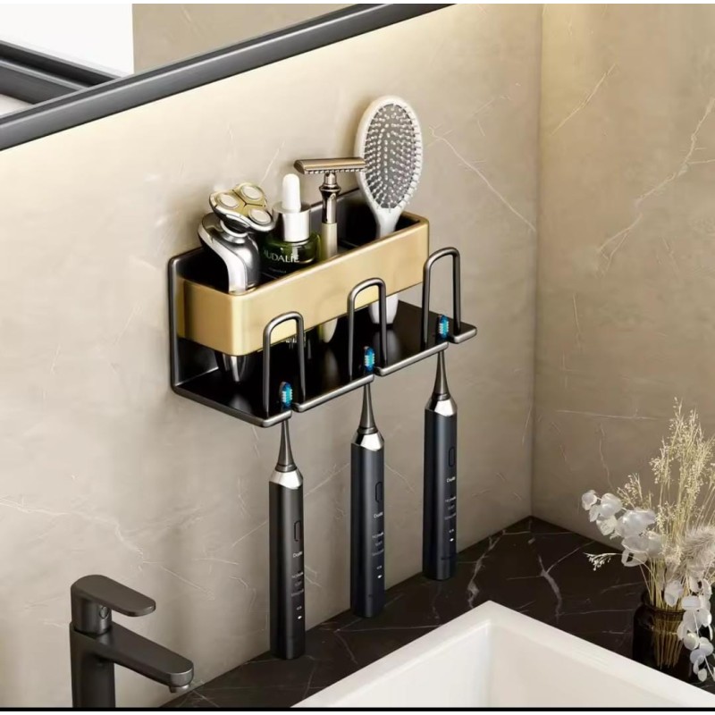 Metallic Wall-Mounted Toothbrush/Paste Holder 4 of 4