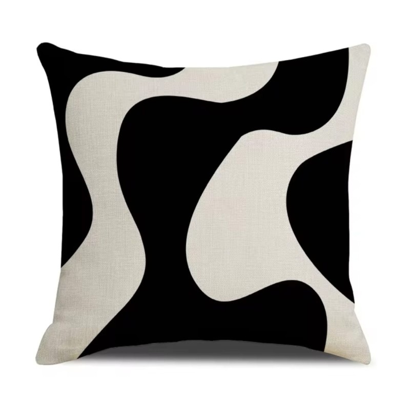 Modern Abstract Black and White Throw Pillow Cover 6 of 7