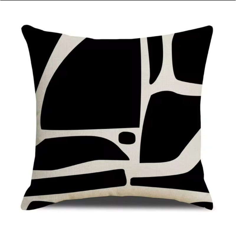 Modern Abstract Black and White Throw Pillow Cover 5 of 7