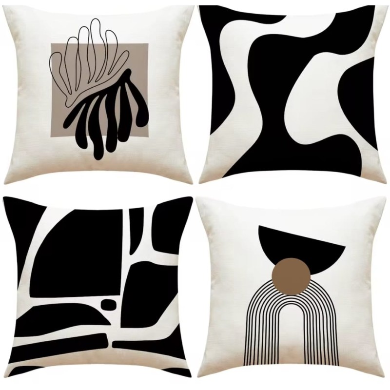 Modern Abstract Black and White Throw Pillow Cover 4 of 7