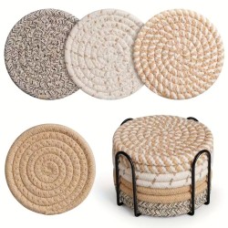8pcs Rattan Coasters with Metallic Holder 8pcs Rattan Coasters with Metallic Holder