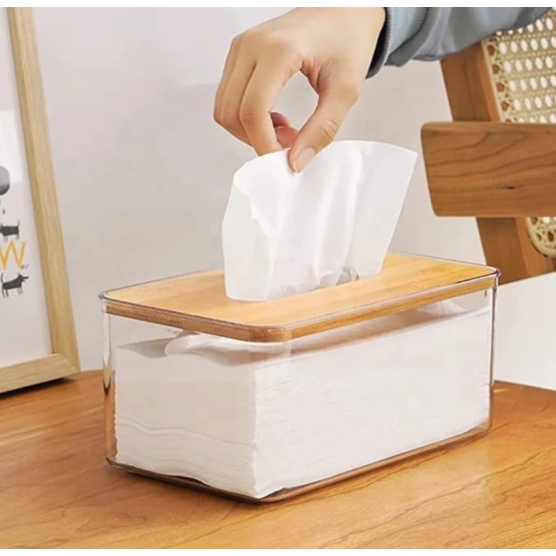 Nordic Minimalist Tissue Box / Serviette Holder – with eco-friendly bamboo lid