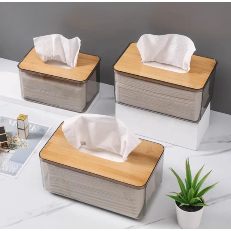 Nordic Minimalist Tissue Box / Serviette Holder – with eco-friendly bamboo lid 3 of 5