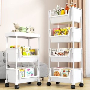 4-Layer Trolley Bookshelf & Storage Rack