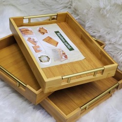 Elegant Bamboo Serving Trays Set of 3 Elegant Bamboo Serving Trays Set of 3