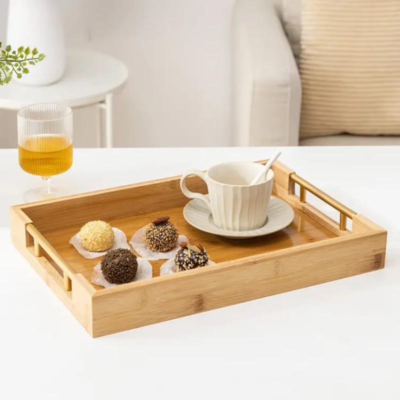 Elegant Bamboo Serving Trays Set of 3 3 of 5