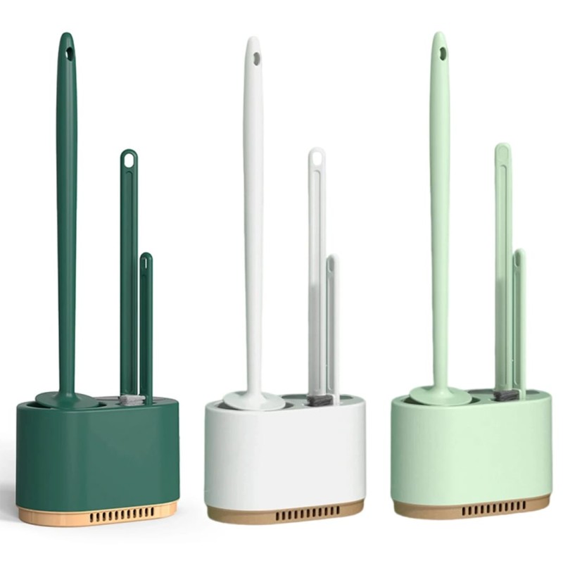 3-in-1 Wall Mounted Toilet Brush Cleaning Set 4 of 4