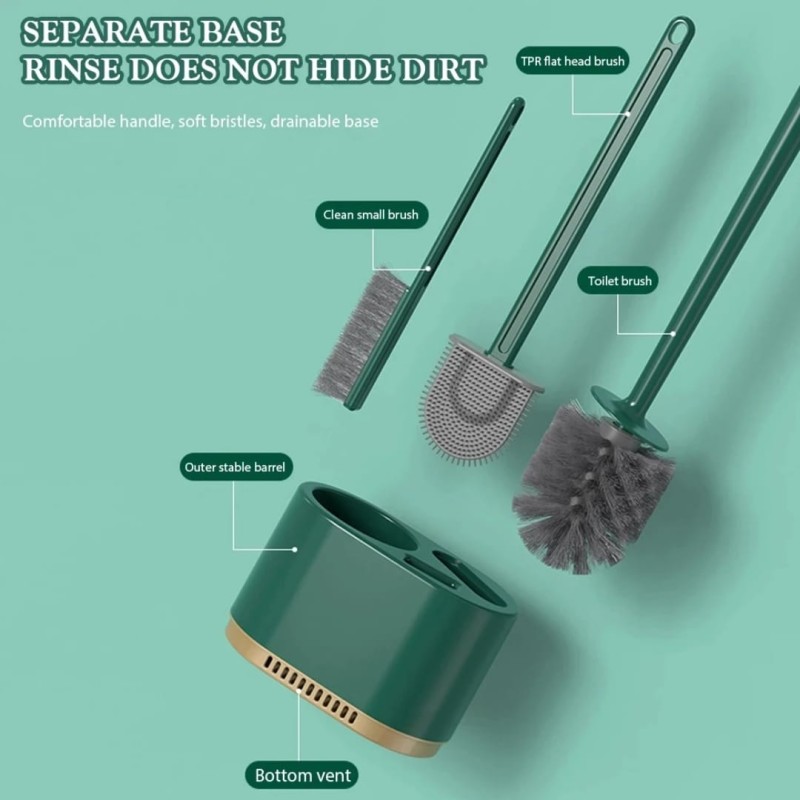 3-in-1 Wall Mounted Toilet Brush Cleaning Set 3 of 4