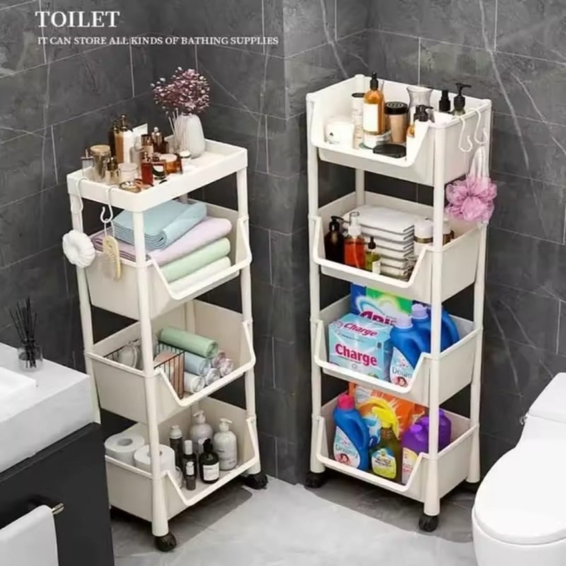 4-Layer Trolley Bookshelf / Kitchen Storage Rack 3 of 5