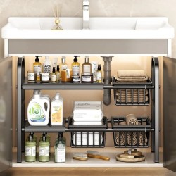 Under-the-Sink Adjustable 2-Tier Rack Under-the-Sink Adjustable 2-Tier Rack