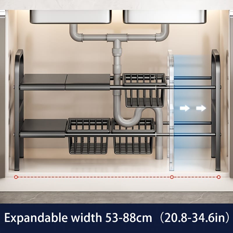 Under-the-Sink Adjustable 2-Tier Rack 5 of 6