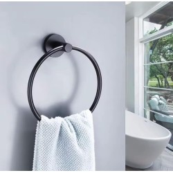 Round Ring Towel Holder – Black