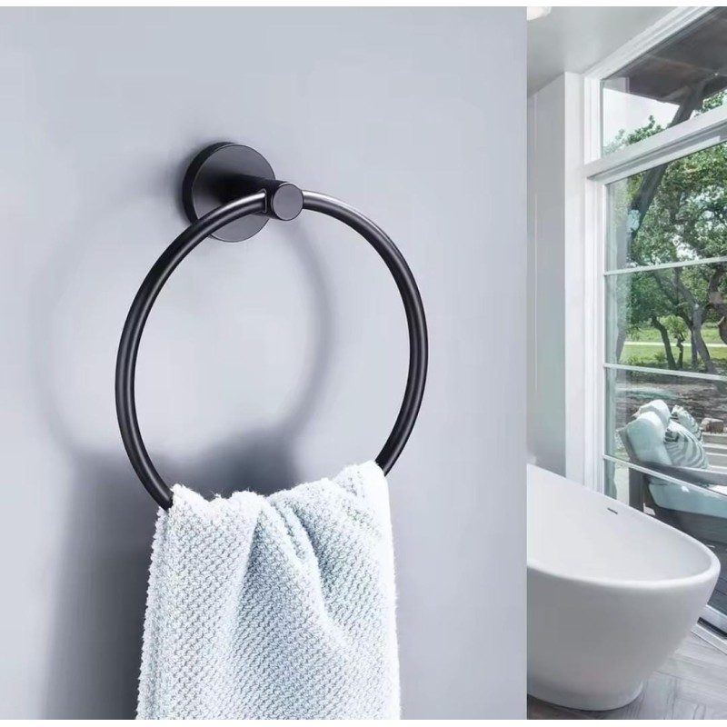 Round Ring Towel Holder – Black
