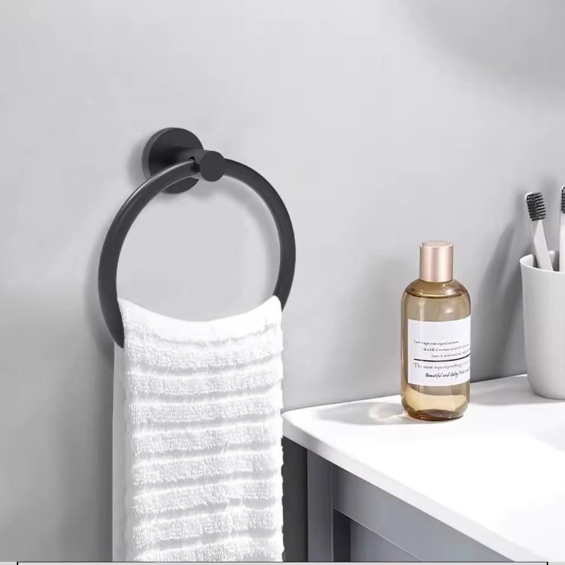 Round Ring Towel Holder – Black 2 of 5