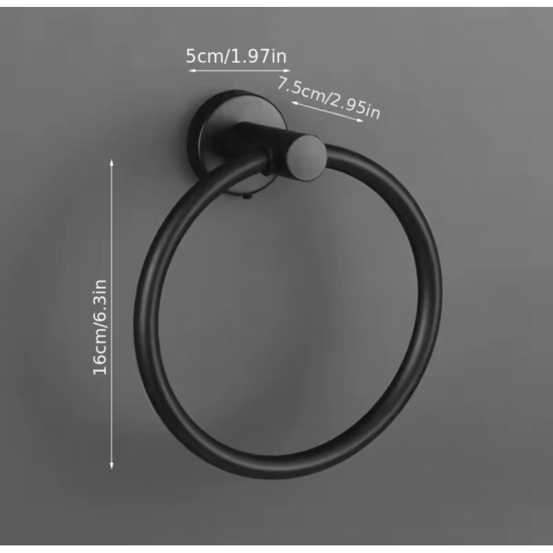 Round Ring Towel Holder – Black 3 of 5