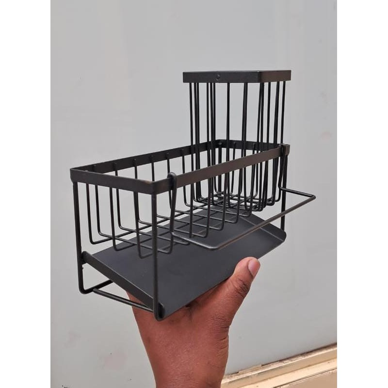 Metallic Sink Caddy with Kitchen Organizer Hook – Black 4 of 4