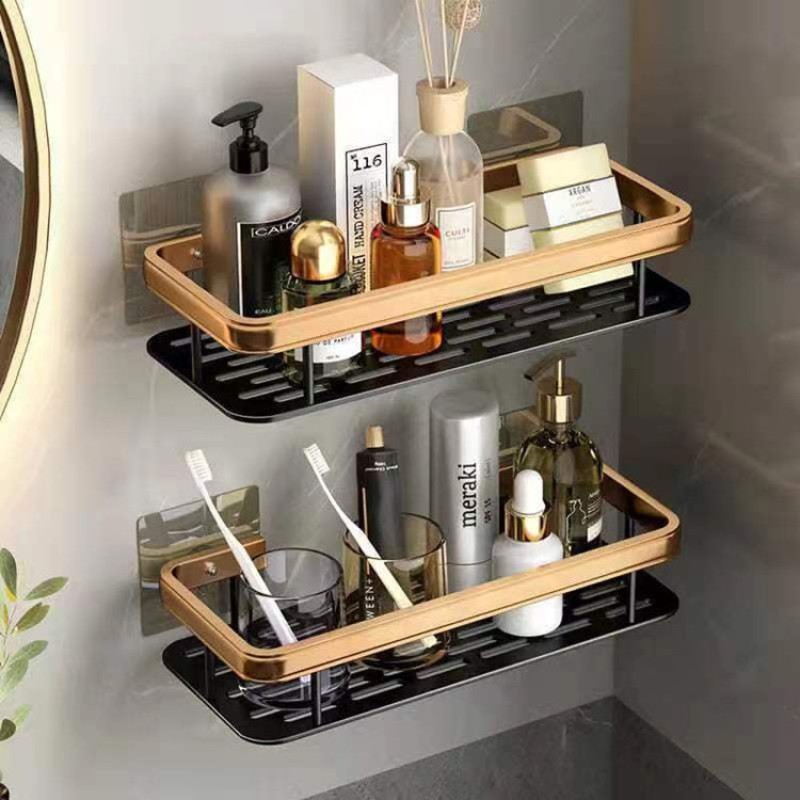 2-Piece Aluminum Alloy Rectangular Shelf (Black & Gold) 2 of 6