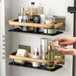 2-Piece Aluminum Alloy Rectangular Shelf (Black & Gold)