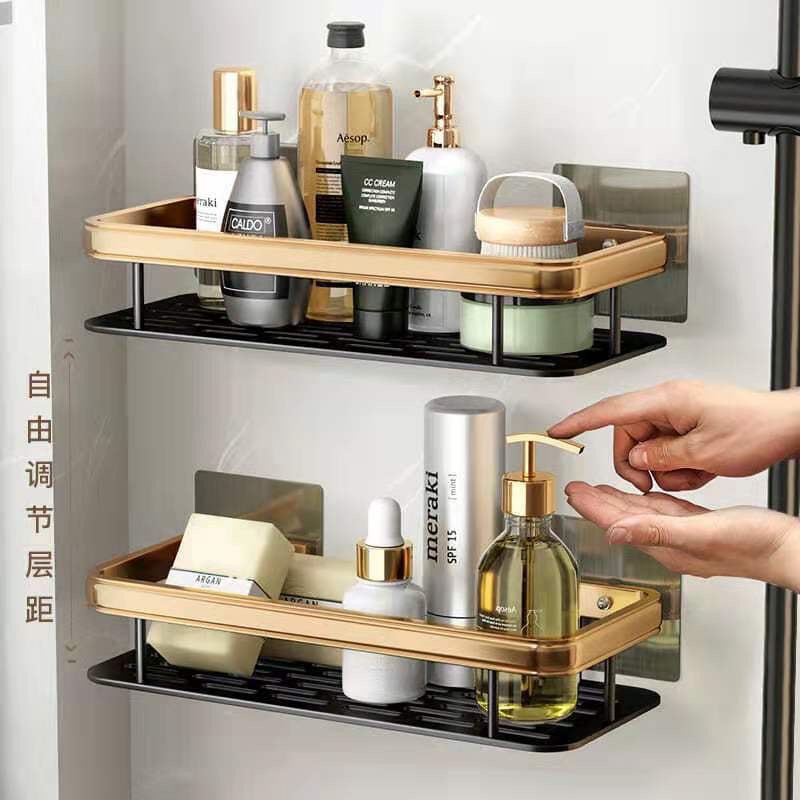 2-Piece Aluminum Alloy Rectangular Shelf (Black & Gold)