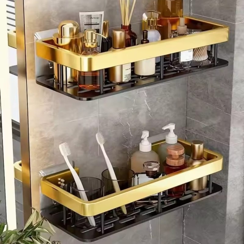 2-Piece Aluminum Alloy Rectangular Shelf (Black & Gold) 5 of 6