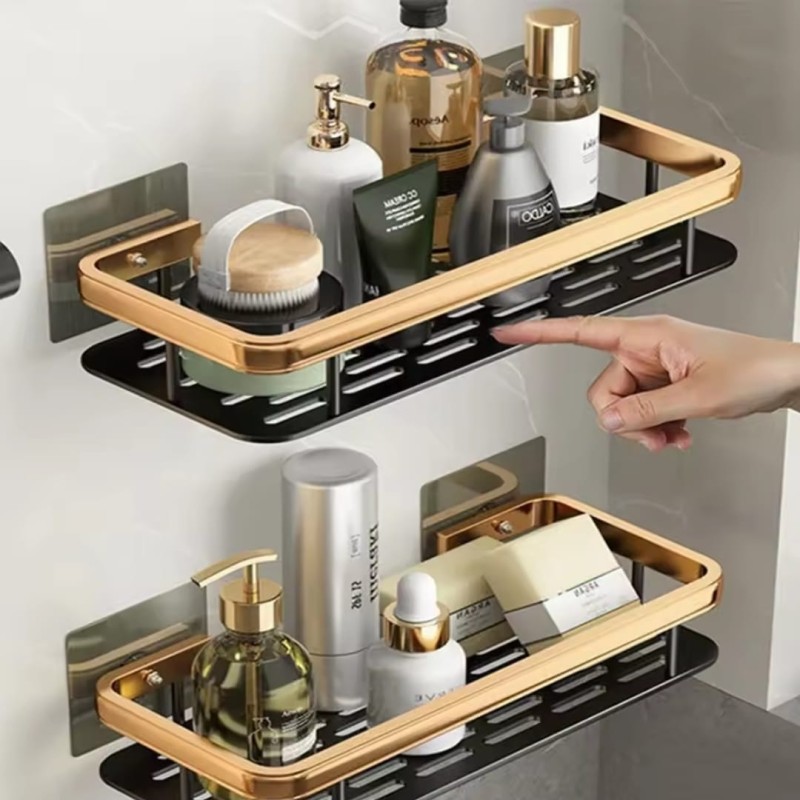 2-Piece Aluminum Alloy Rectangular Shelf (Black & Gold) 4 of 6