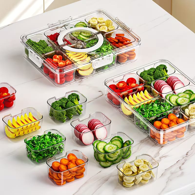 8-Compartment Clear Fridge Storage Box