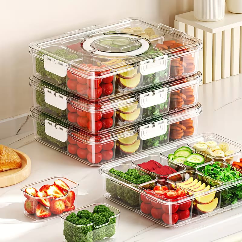 8-Compartment Clear Fridge Storage Box 2 of 4