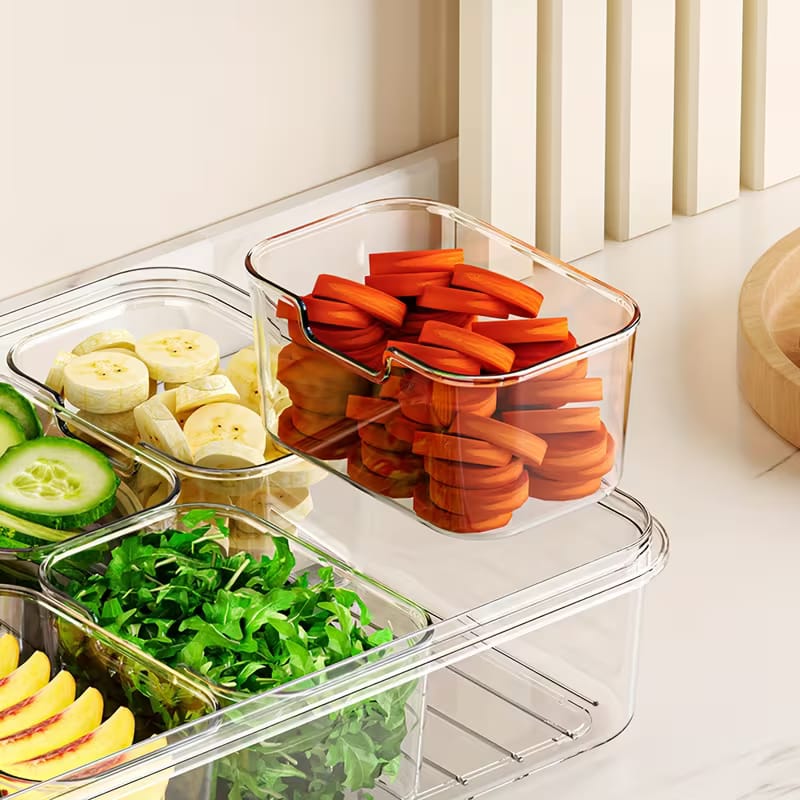 8-Compartment Clear Fridge Storage Box 3 of 4