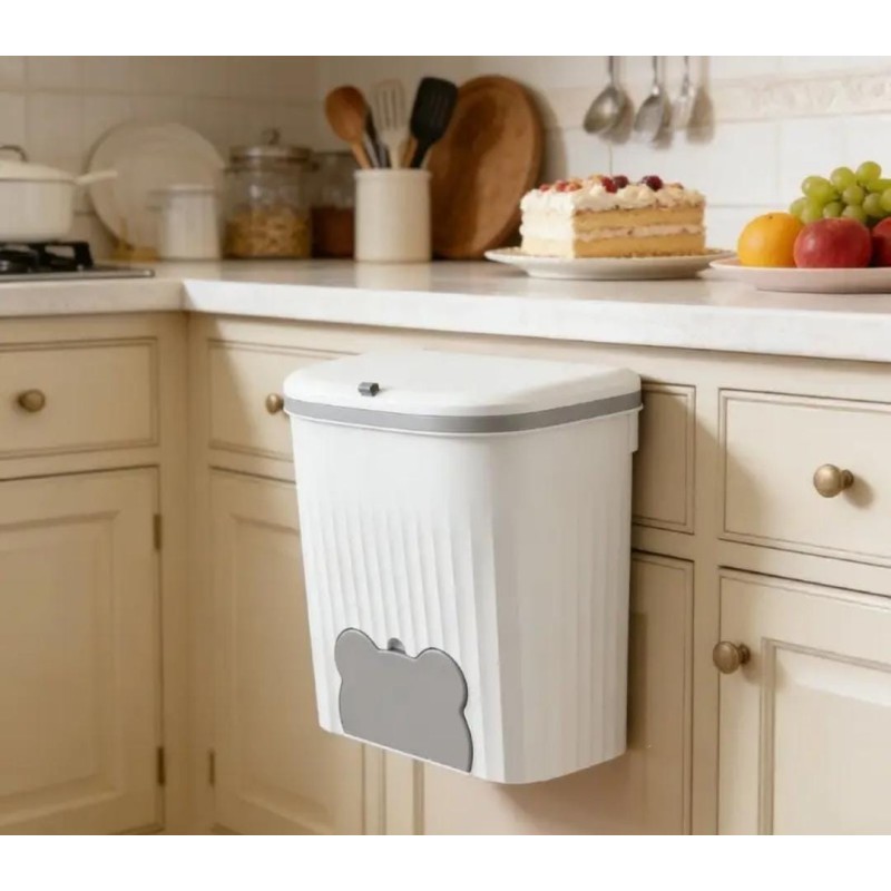Wall-Mounted Trash Can with Lid
