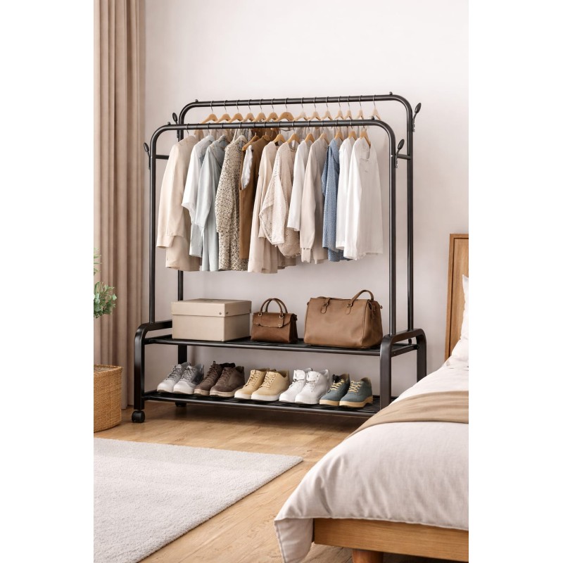 Heavy-Duty Double Rail Clothes Rack 2 of 4