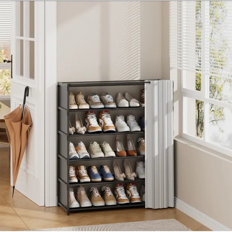 8-Layer Shoe Rack Organizer with Fabric Dustproof Cover 5 of 6