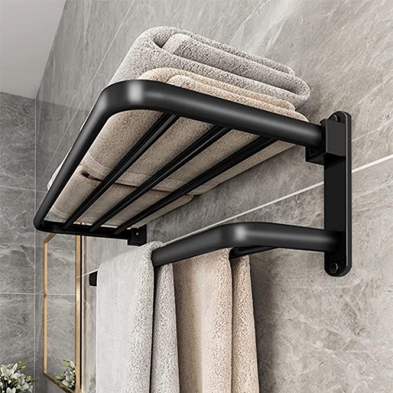 Bathroom wall mounted towel rack accessory with hooks 7 of 7