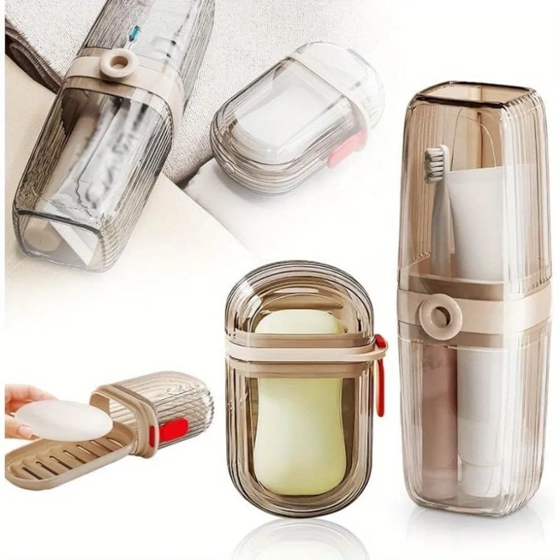 2in1 Portable Travel Soap Dish & Toothbrush Holder Set 2 of 5
