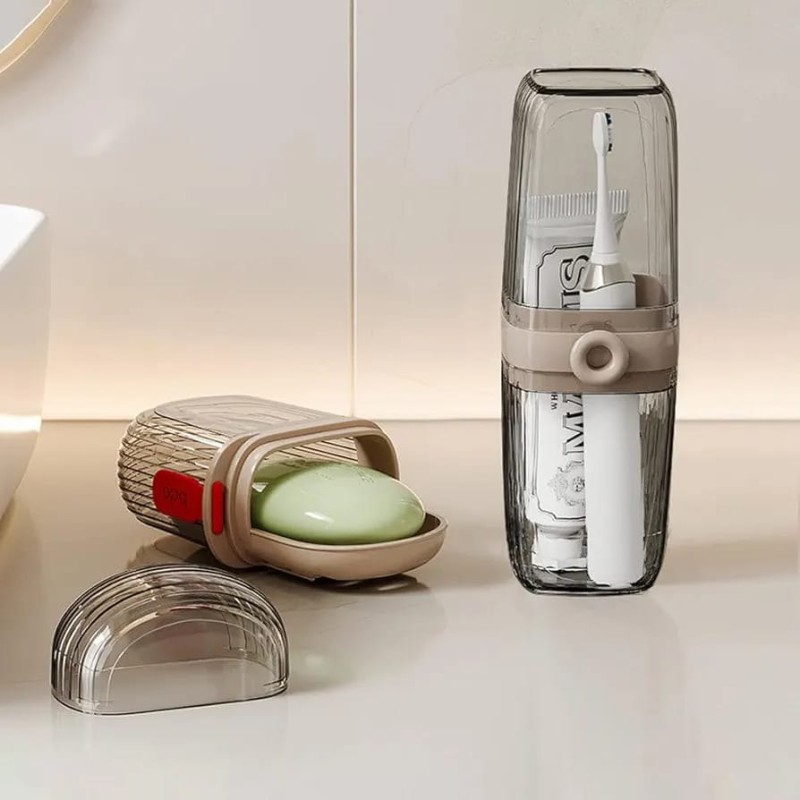 2in1 Portable Travel Soap Dish & Toothbrush Holder Set 5 of 5