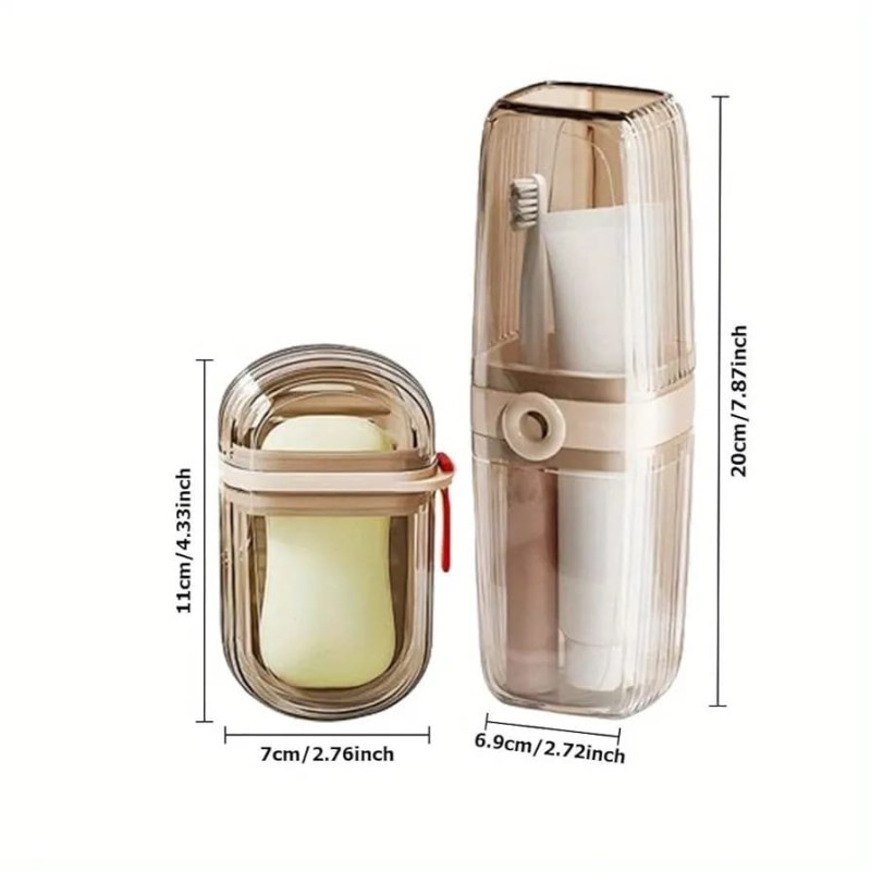 2in1 Portable Travel Soap Dish & Toothbrush Holder Set 3 of 5