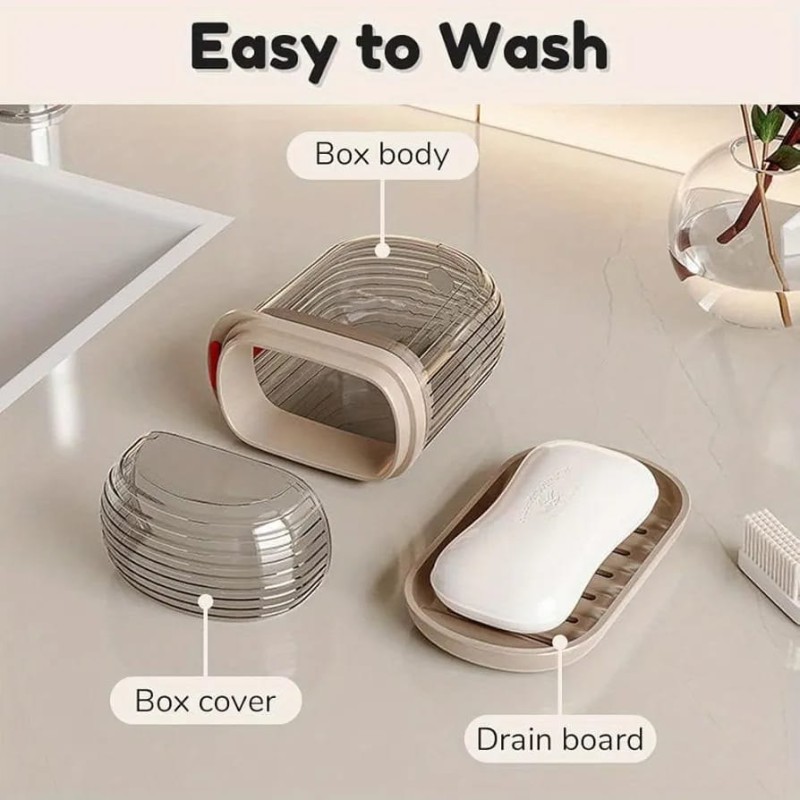 2in1 Portable Travel Soap Dish & Toothbrush Holder Set 4 of 5