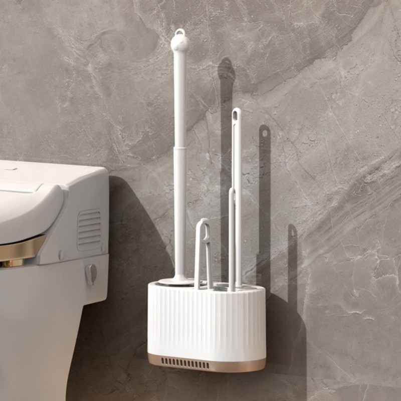 3-in-1 Wall mounted Toilet Brush Cleaning Set 8 of 8