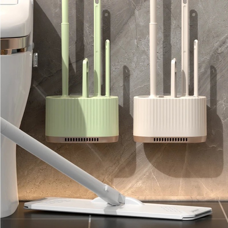 3-in-1 Wall mounted Toilet Brush Cleaning Set 3 of 8