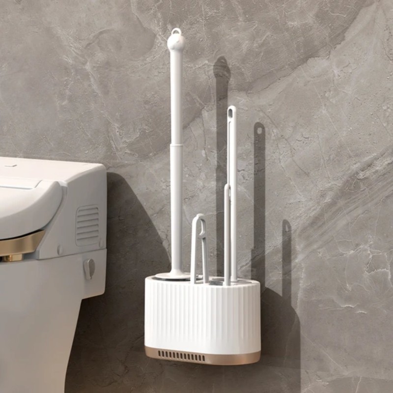 3-in-1 Wall mounted Toilet Brush Cleaning Set